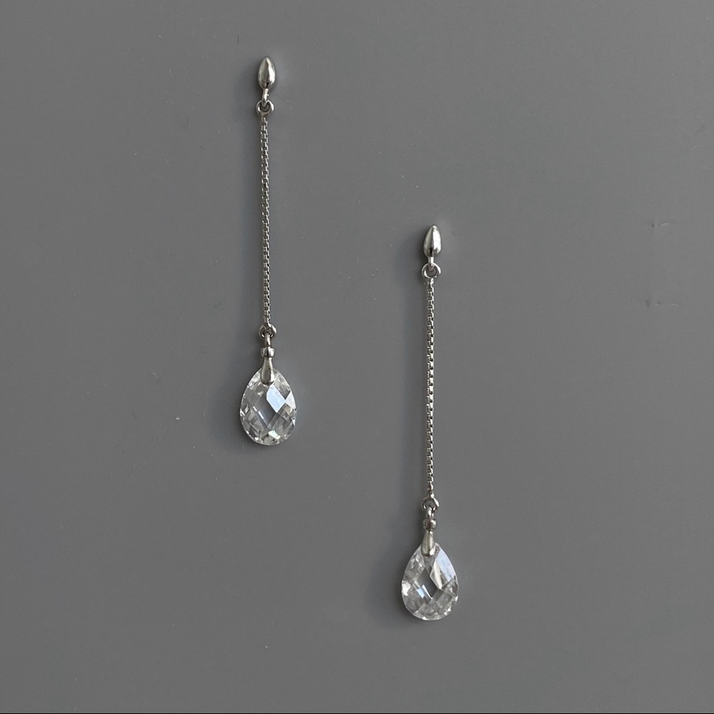925 Sterling Silver Rock Crystal Chain Earrings